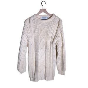 VINTAGE PATRICK MALIN wool Irish Fishermans cable knit sweater XL